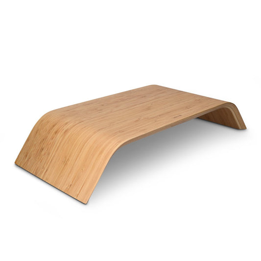 Calibri monitor wood stand TV stand - computer table desk attachment monitor stand bench - bamboo desk attachment in light brown.
