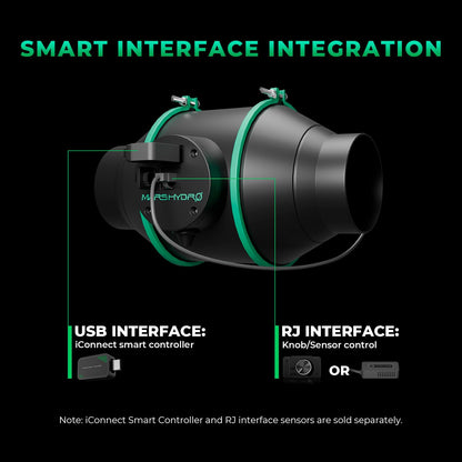 MARS HYDRO 4 Inch Smart Inline Fan Kit, with variable speed controller, ventilation system for grow tent, hydroponics.