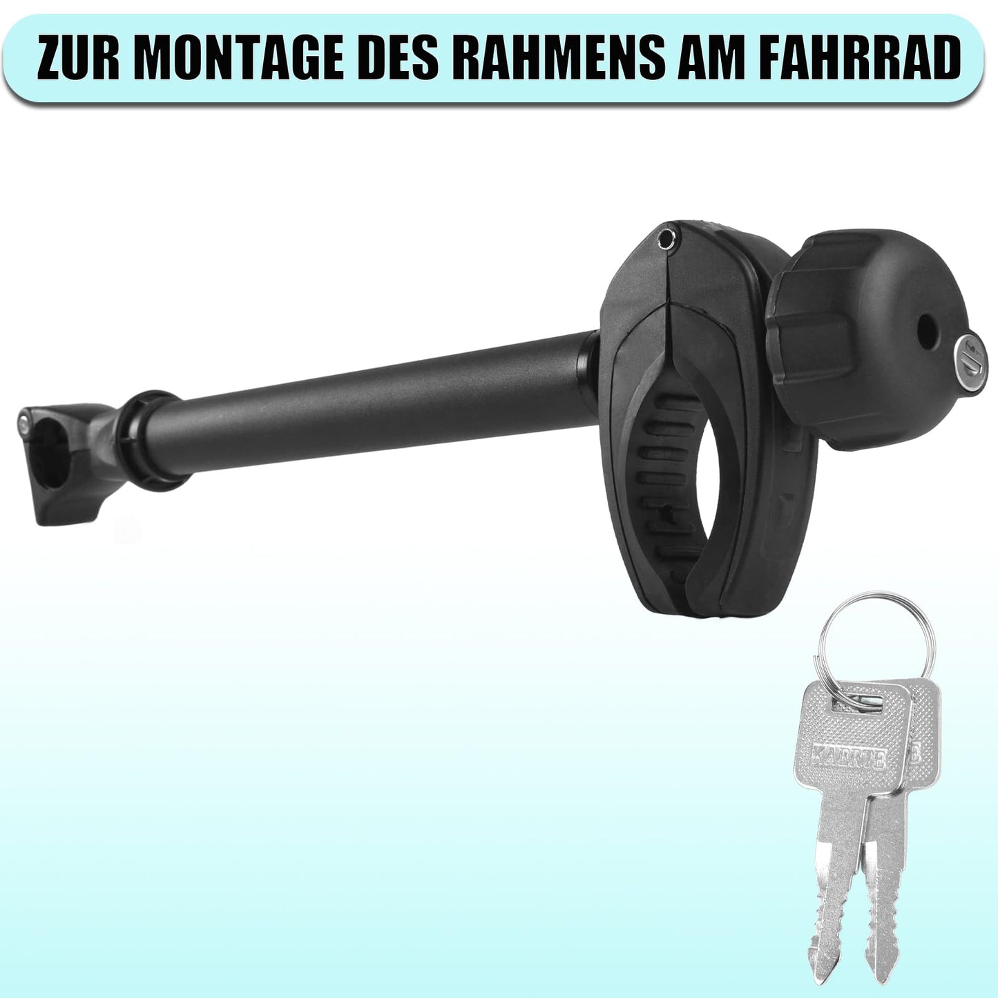Warm black frame holder 45 cm long, lockable bike frame holder, for U-bar tube: Ø 2.5-3.0 cm, universal replacement holder for bike carriers on all common rear carriers.