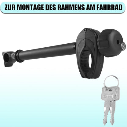 Warm black frame holder 45 cm long, lockable bike frame holder, for U-bar tube: Ø 2.5-3.0 cm, universal replacement holder for bike carriers on all common rear carriers.