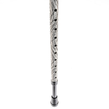 Ossenberg Reflective Aluminum Walking Cane with Derby Handle - Walking Stick for Men and Women - 10-level adjustable height - Hiking Pole for Nighttime - black/silver