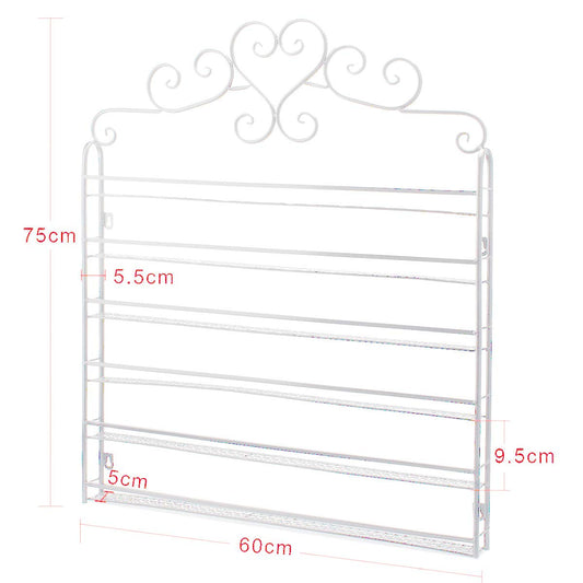 FullBerg 6-tier Metal Nail Polish Stand Wall Shelf Round, Nail Polish Shelf Storage Display Vanity Organizer Lipstick Stand Shelf Women Makeup Organizers, Shelves for Nail Polish (White)