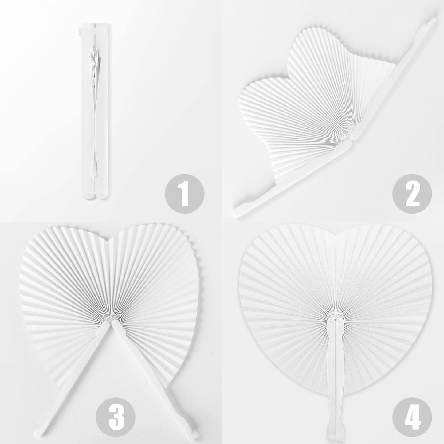 72 Pieces Fans Wedding Heart Hand Fans White Wedding Guests Gift Wedding Decoration Wedding Favors Paper Fans for Wedding