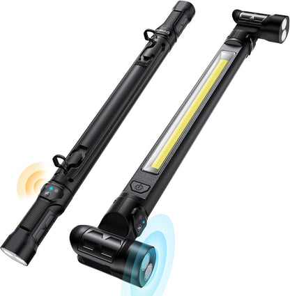 ETOOLAB LED work light, LED workshop lamp, 5200 mAh, Genuine 1200lm, engine bay light with magnets, construction spotlight, 360° hook, presence sensor, black, for camping, construction site, garage