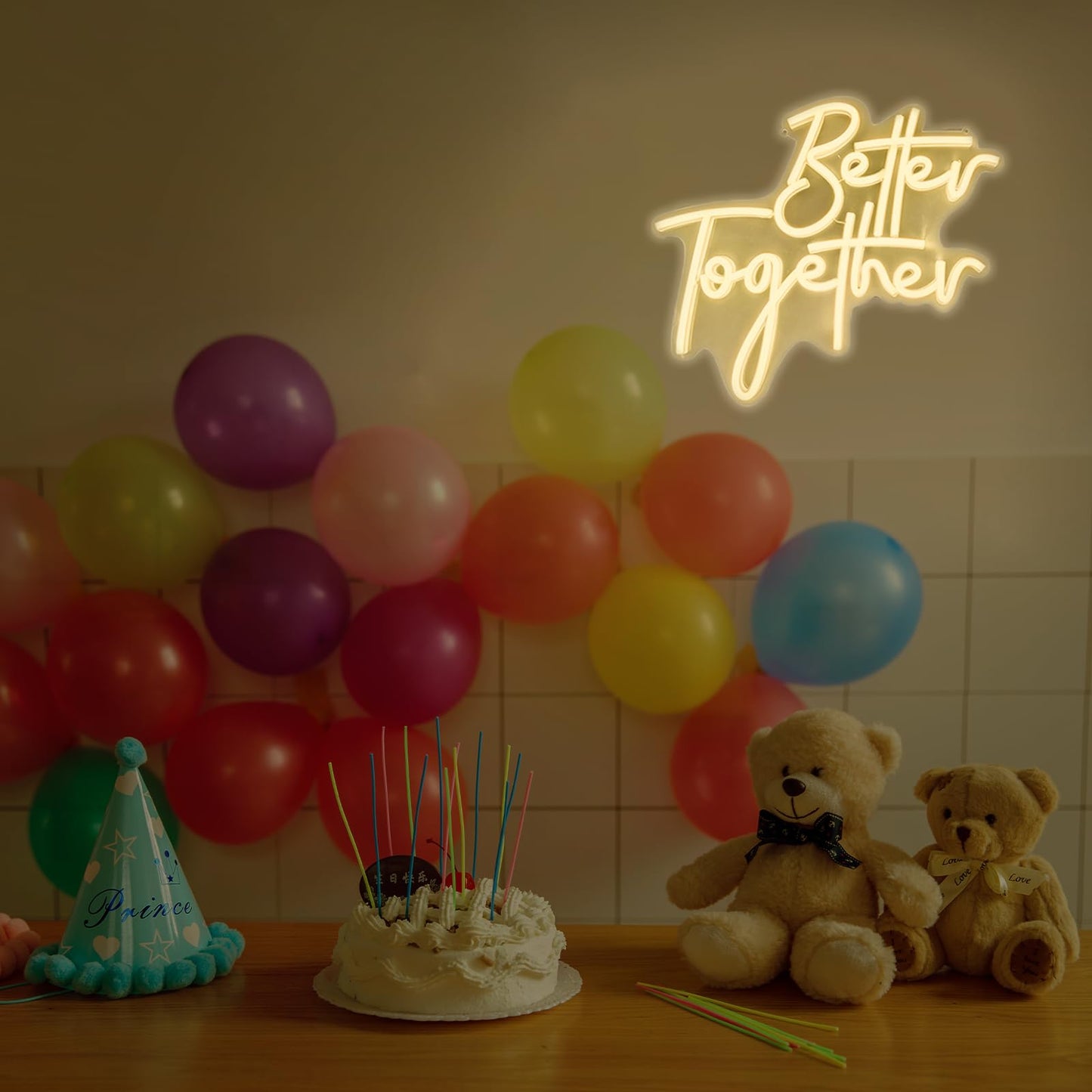 Better Together Neon Sign LED Neon Wall Decoration LED Sign Engagement Party Wedding Club Anniversary Bar Birthday Decoration USB Powered Adjustable Brightness