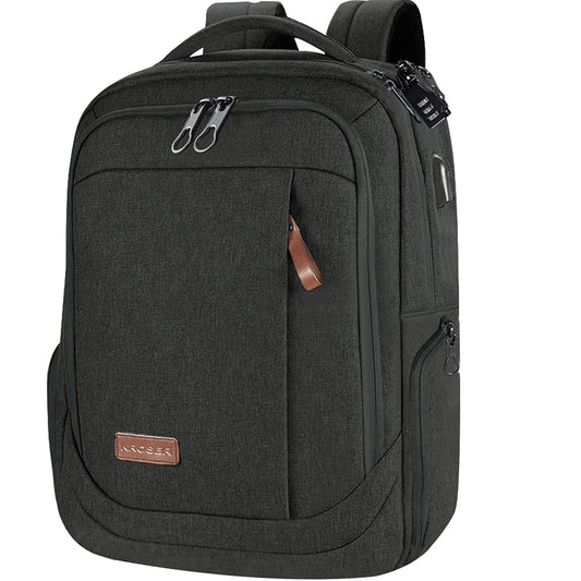 KROSER Laptop Backpack 17.3 Inch Carry-on Daypack Water-Resistant Multifunctional Laptop Bag for Business/Travel/Women/Men-Black