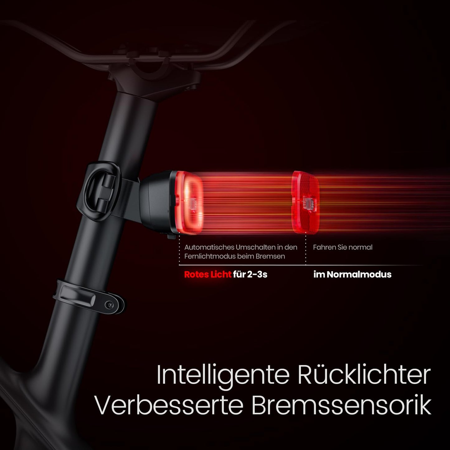 KCCYB Bike Light Set, StVZO Approved Front and Rear Light, IPX5 Waterproof Bike Lights with Intelligent Brake Light, Rechargeable Bike Lamp for Night Riding (Silver & Black)
