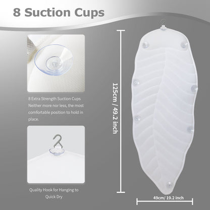 Bathtub Pillow Full Body Bath Pillow Cushion Bathtub (125 x 49cm) - Bathtub Mat with headrest supports neck, back, and legs - Hanging hook for quick drying Home Spa