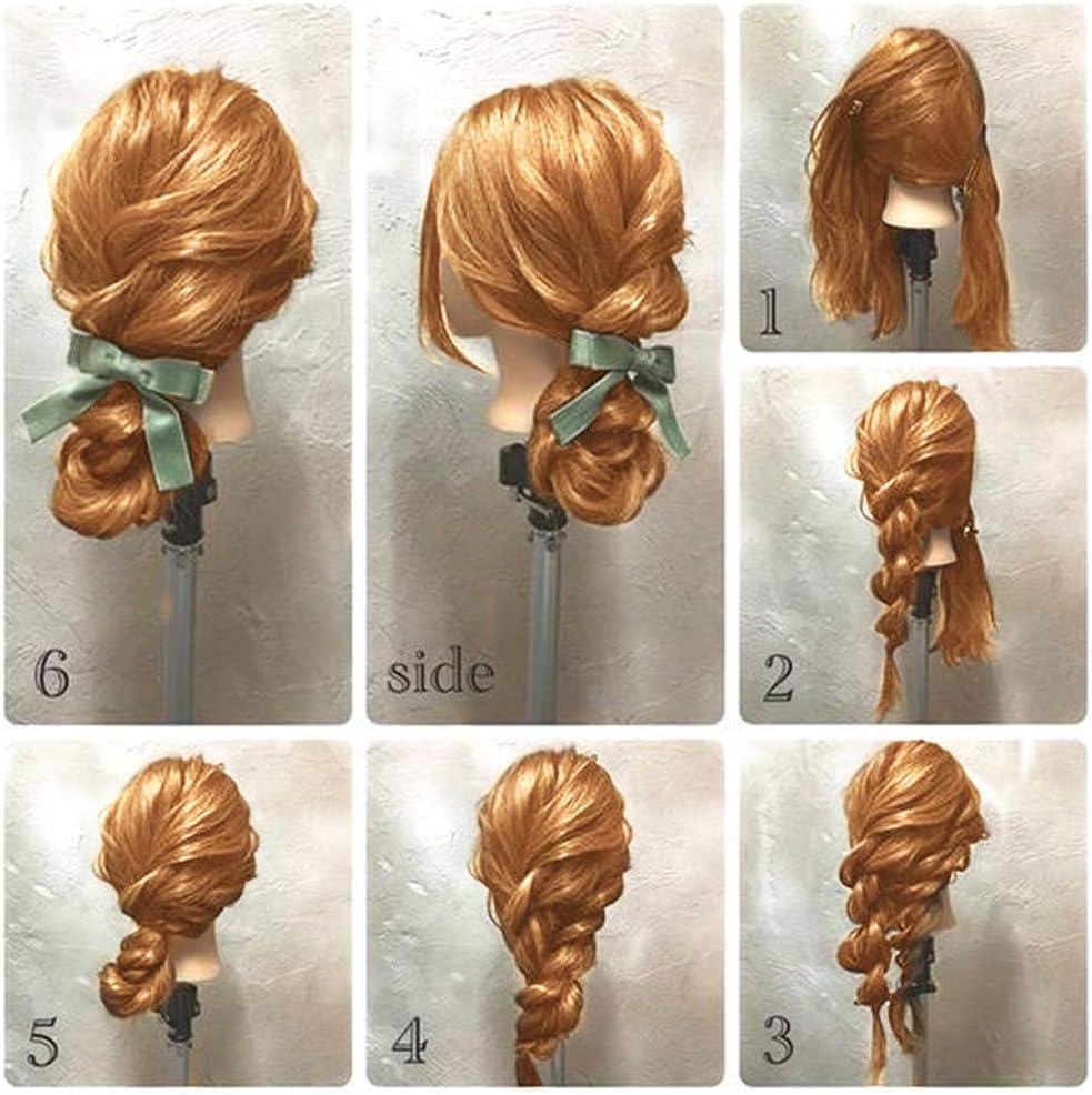 Practice head, TwoWin 80% real hair beauty school mannequin head with clamp stand and gifts - gold