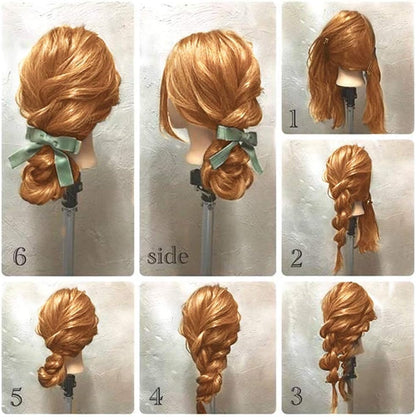 Practice head, TwoWin 80% real hair beauty school mannequin head with clamp stand and gifts - gold