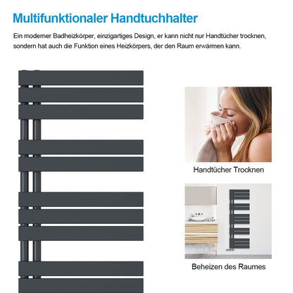 Heilmetz Anthracite Towel Radiator Heater 400 x 899 mm Bathroom Radiator Towel Warmer