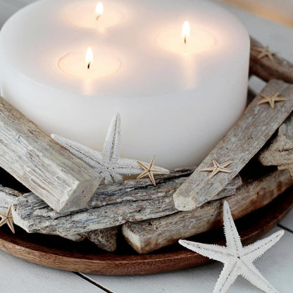 EDZARD continuous candle Cornelius (Ø 16 cm, H 9 cm) in white - tea light holder for 3 tea lights, in candle design, lantern for standard tea lights - decorative candles, table decoration, living room decoration