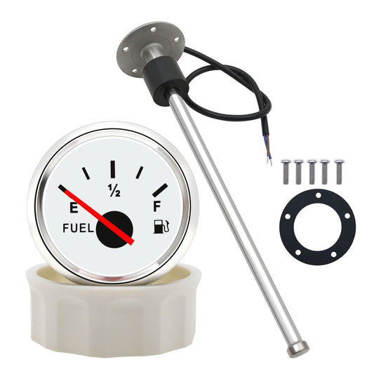 KAOLALI Fuel Level Sensor with Fuel Gauge, Boat Fuel Sender, Fuel Water Level Sensor, Stainless Steel Fuel Tank Sending Unit 0-190 Ohm 175mm for RVs, Boats, Cars