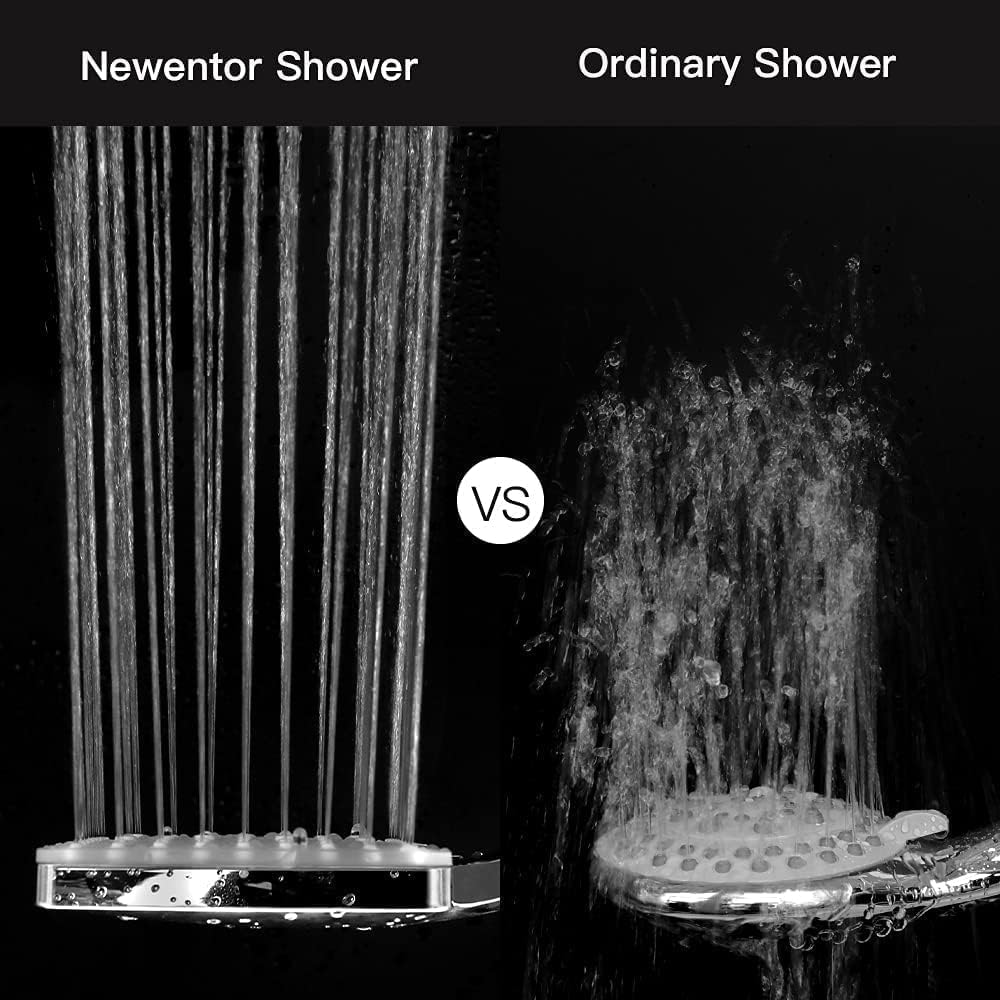 Newentor Shower Head, Handheld Shower Head Large, Water-saving Shower Head High Pressure, XXL Shower Head with 6 Spray Patterns (without hose)