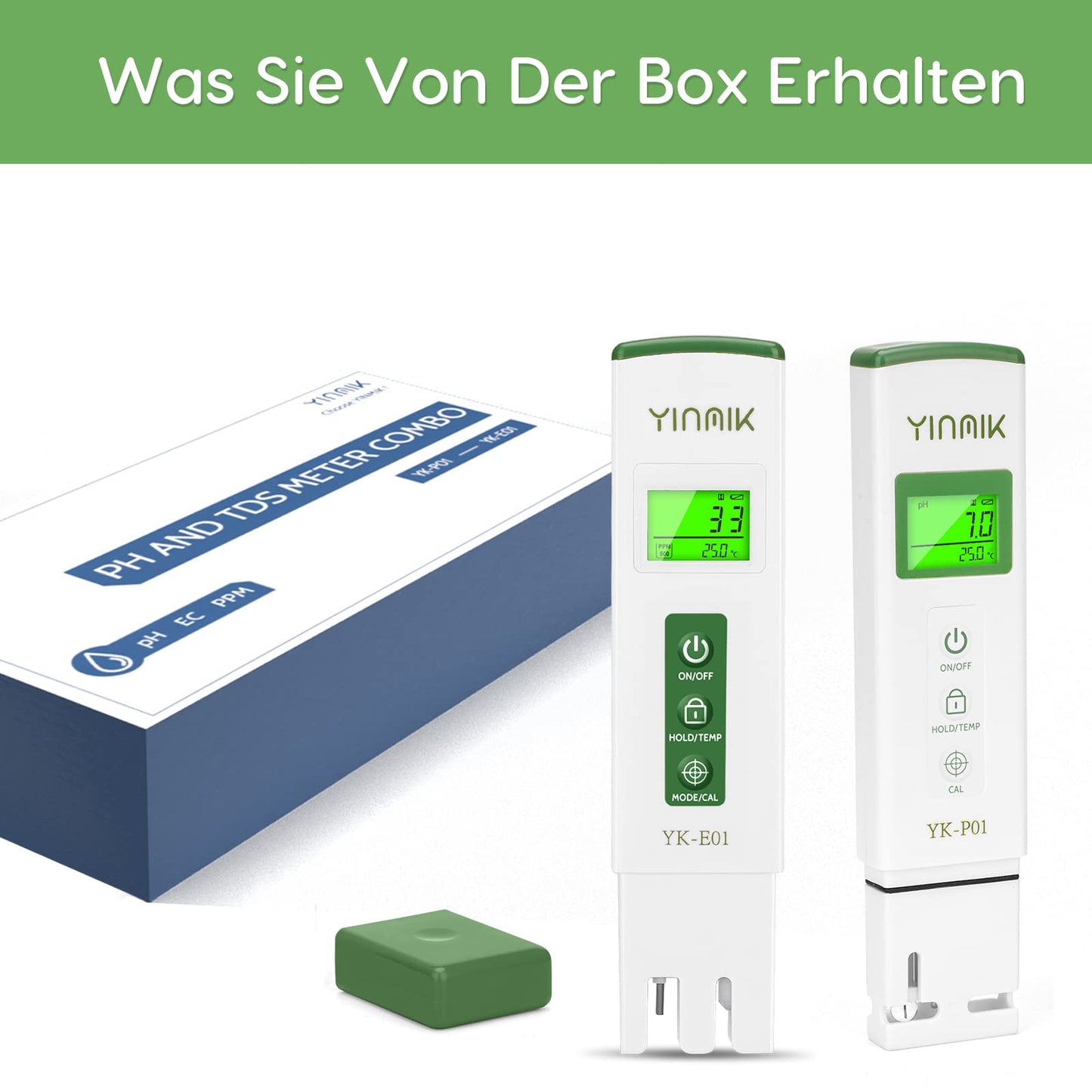 YINMIK Digital pH Meter and TDS Tester Set, TDS EC with a Horizontal Screen, ppm Meter Water, Pool pH Meter, TDS EC Meter for Drinking Water, Aquarium...
