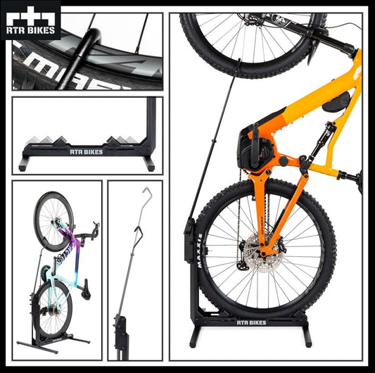 RTR BIKES Brutus UP Professional Free-standing Bike Stand - Perfect for your garage, home, or bike shop.