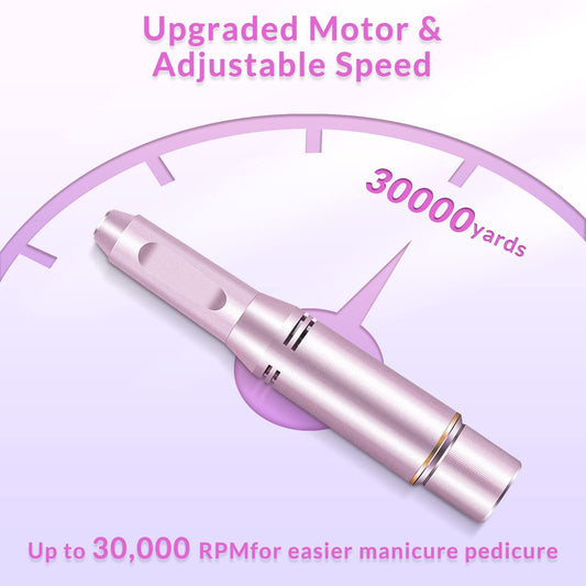 Electric nail file for Mother's Day Rechargeable 30000 RPM Professional Electric Nail Drill, metal nail drill with adjustable speed for manicure and pedicure.