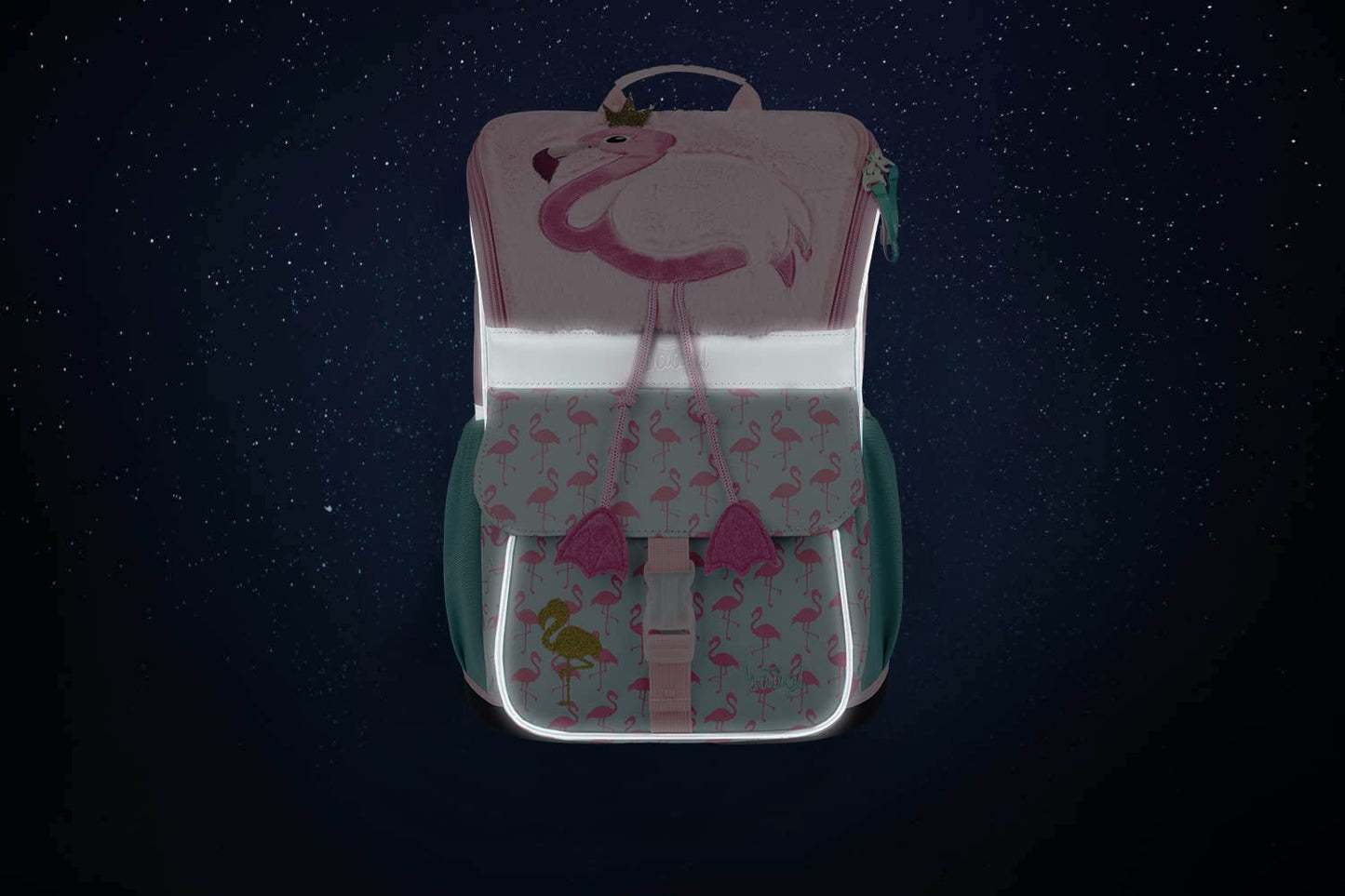 Baagl School Bag Set for Girls 5 Pieces - School Bag from 1st Grade - Elementary School Backpack with Chest Strap - Ergonomic School Backpack (Flamingo)