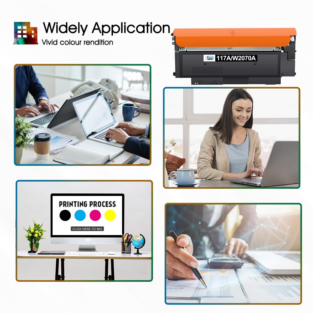 Cool Toner Compatible for HP 117A Toner Set as Replacement for Color Laser MFP 178nwg 179fwg 150nw 179fnw 150a 178nw W2070A W2071A W2072A W2073A Toner Cartridge (Black Cyan Yellow Magenta 4-Pack)