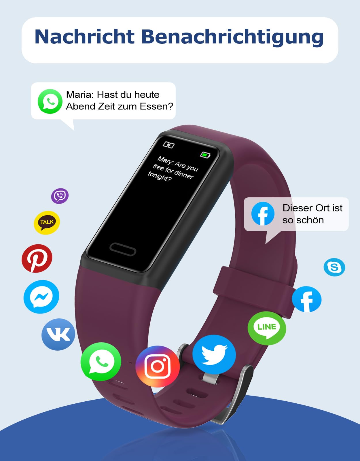 Cloudpoem Fitness Tracker, fitness watch for men and women with heart rate monitor, step counter, calorie counter, sleep monitor, SNS SMS call notification, sports watch IP68 waterproof for iOS Android phone.