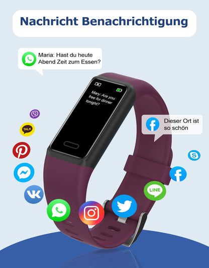 Cloudpoem Fitness Tracker, fitness watch for men and women with heart rate monitor, step counter, calorie counter, sleep monitor, SNS SMS call notification, sports watch IP68 waterproof for iOS Android phone.