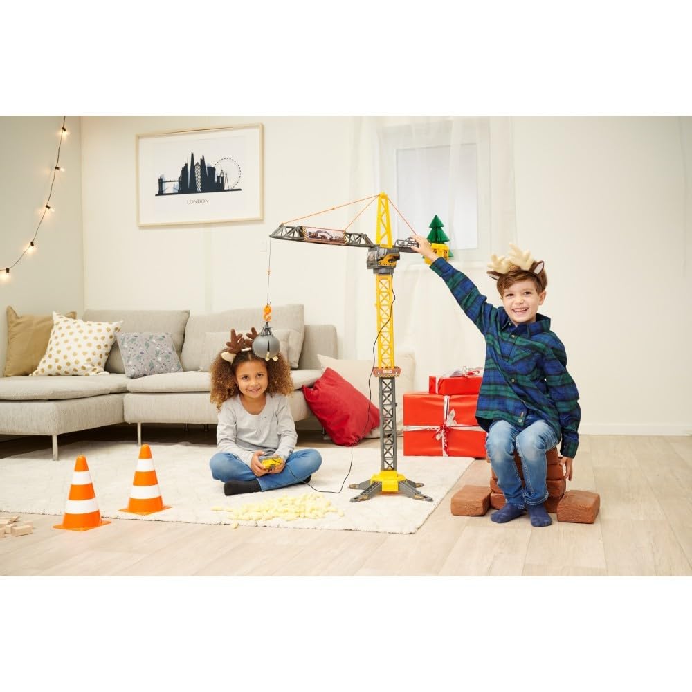Dickie Toys - Mighty Crane (110 cm) - large toy crane with 360° rotation & wrecking ball including grip function, play crane for children aged 3 years and older with cable remote control.