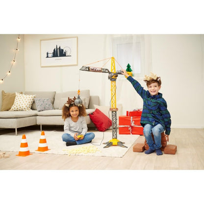 Dickie Toys - Mighty Crane (110 cm) - large toy crane with 360° rotation & wrecking ball including grip function, play crane for children aged 3 years and older with cable remote control.