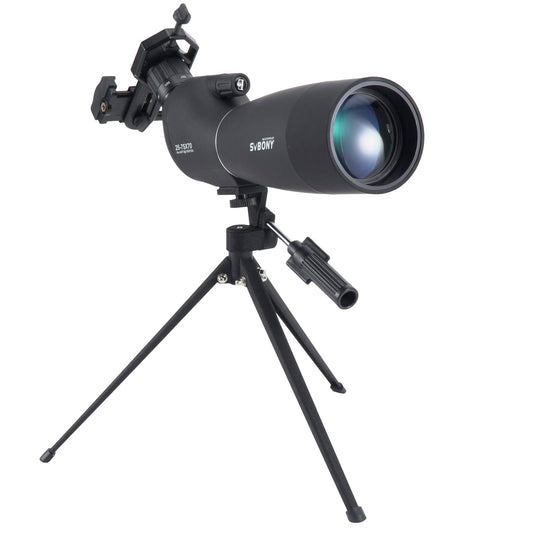 Svbony SV28 Spotting Scope, 25-75x70 Spotting Scope with Tripod, HD BAK4 Prism FMC Lens Spotting Scope with Phone Adapter for target shooting, archery, bird watching, moon viewing.