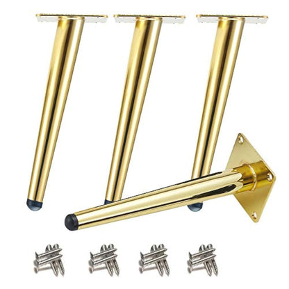Drenky 4pcs Slanted Table Legs, Metal Cabinet Legs, Cone Furniture Legs, 201 Stainless Steel, Golden, 30cm Height, No-Slip Silent Base Placement for Sofas, Tables, and other furniture legs