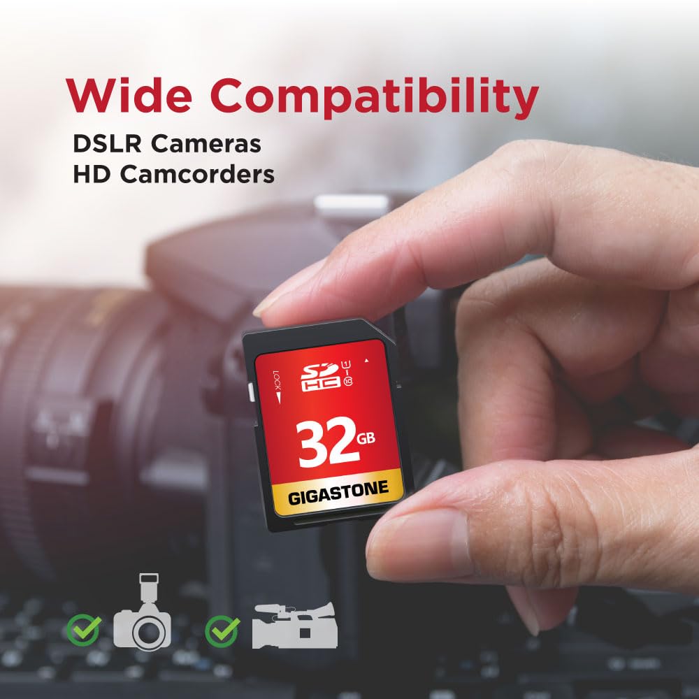 GIGASTONE 32GB SDHC Memory Card 5-pack, UHS-I U1 Class 10, up to 80 MB/s. for digital cameras Canon Olympus PC