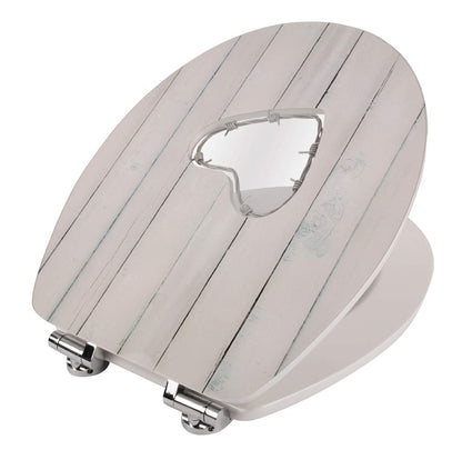 aquaSu® toilet seat with soft-close mechanism, wire love decor, high gloss finish, wooden core, Fast-Fix quick mounting system, oval standard O shape, metal hinge, glossy toilet lid, 40357 3
