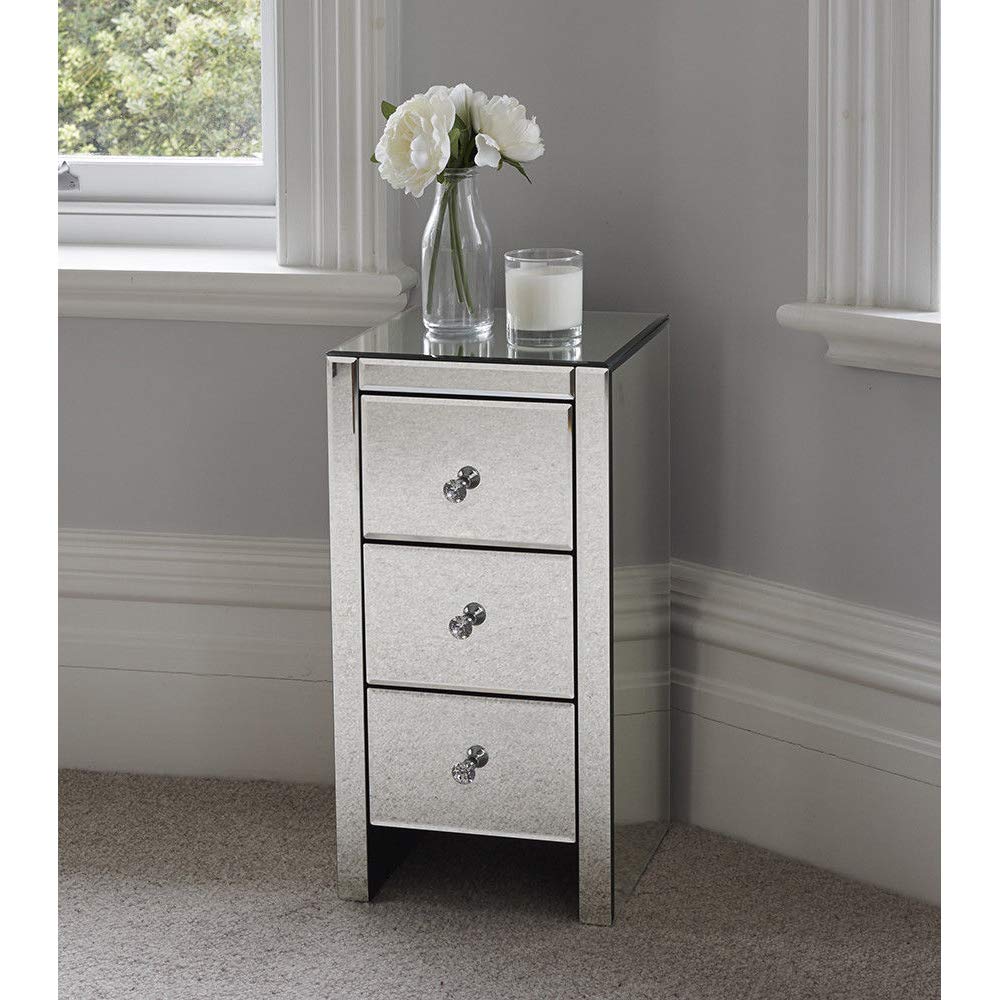 LEADZM nightstand with 3 drawers, 1 piece, side table bedside cabinet, glass storage cabinet for living room, bedroom, office, bathroom, etc, 30 x 30 x 60 cm