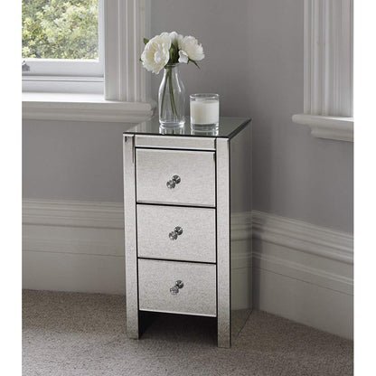 LEADZM nightstand with 3 drawers, 1 piece, side table bedside cabinet, glass storage cabinet for living room, bedroom, office, bathroom, etc, 30 x 30 x 60 cm