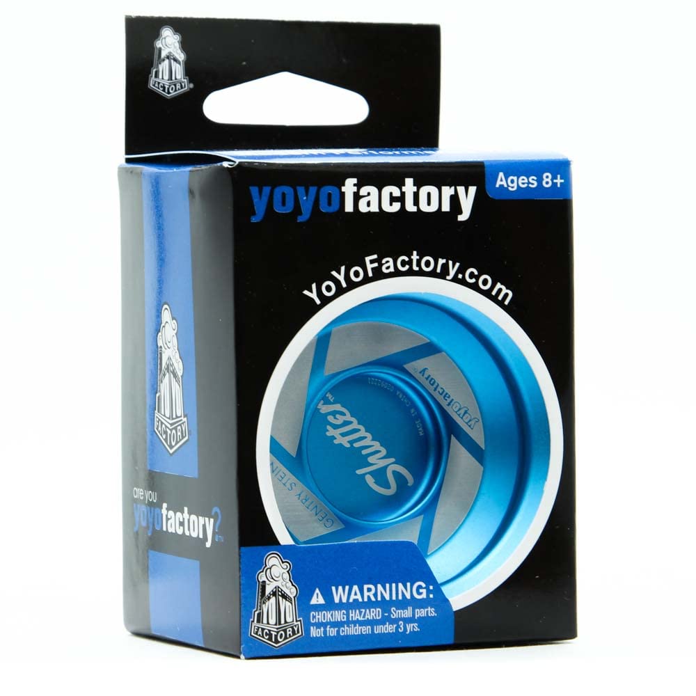 YoYo Factory Shutter Yoyo - Unresponsive professional yoyo made of full metal - Bearing equipped yoyo - Used by world champion Gentry Stein - Toy for kids and adults - Blue.