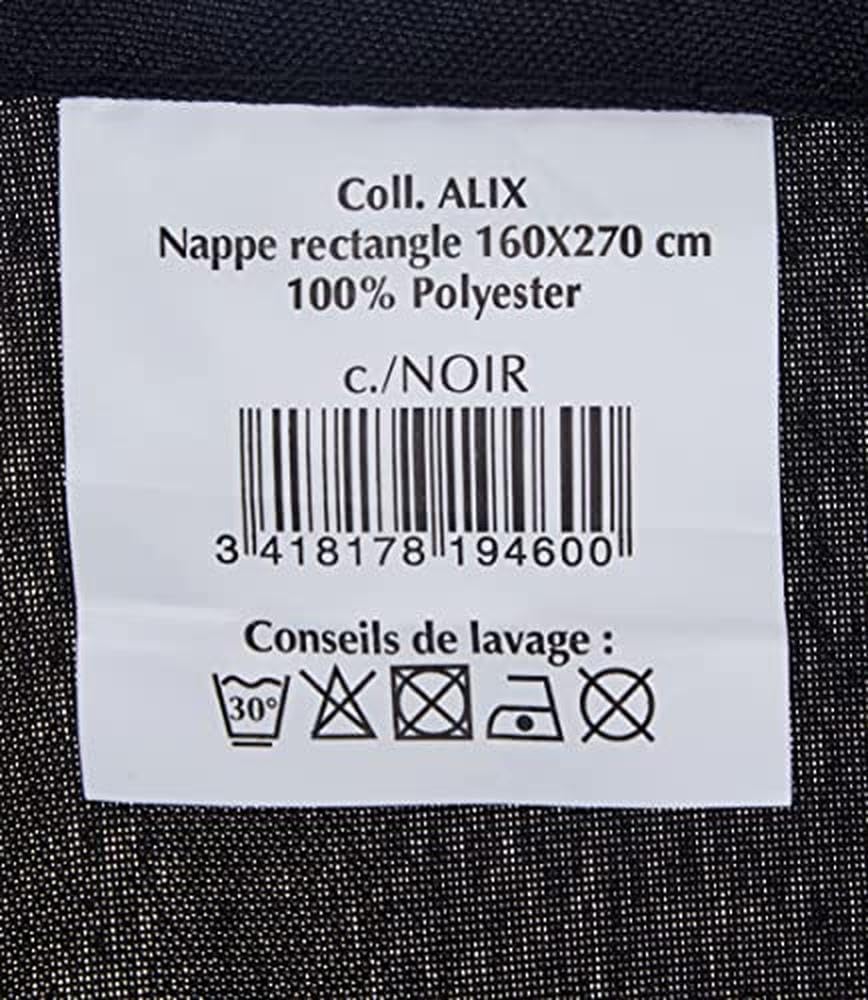 Soleil d'ocre Stain-Resistant Tablecloth Rectangle 160x270 cm Alix Black, Polyester