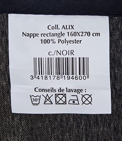 Soleil d'ocre Stain-Resistant Tablecloth Rectangle 160x270 cm Alix Black, Polyester