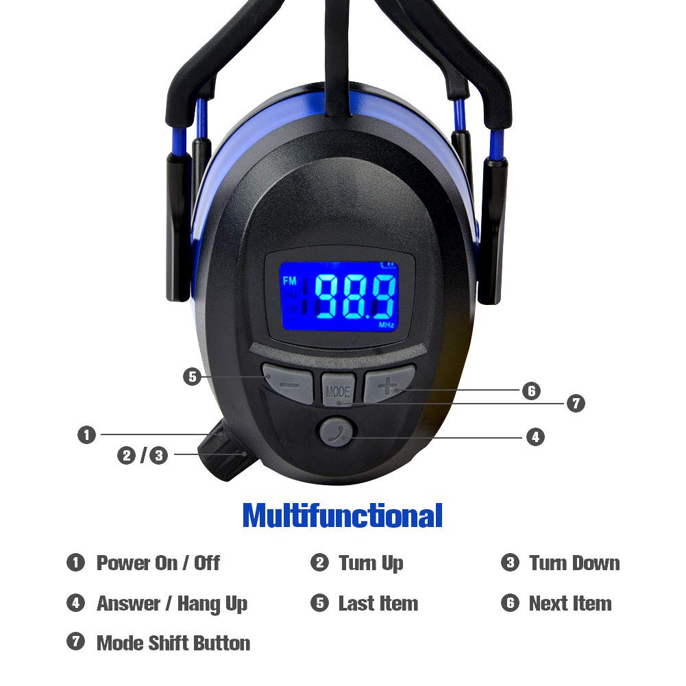 Gardtech ear protection, ear muffs with radio/Bluetooth/MP3/FM, safety ear muffs with NRR 29dB, noise cancelling headphones for men and women, protective headphones for shooting and mowing.