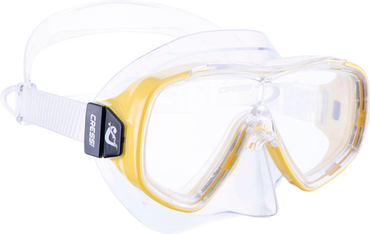 Cressi Junior Set Ondina - Dive Mask for Kids 7-13 years + Snorkel. Pool anti-fog, scratch-resistant, and anti-fog. Adjustable snorkel mask for kids with UV protection. Yellow mask.