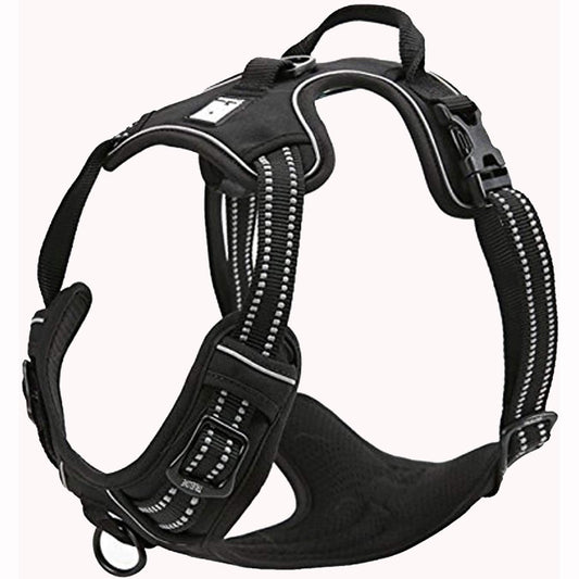 Truelove Dog Harness TLH5651 prevents pulling, reflective seams ensure visibility at night, perfect for outdoor adventures (L, Black)