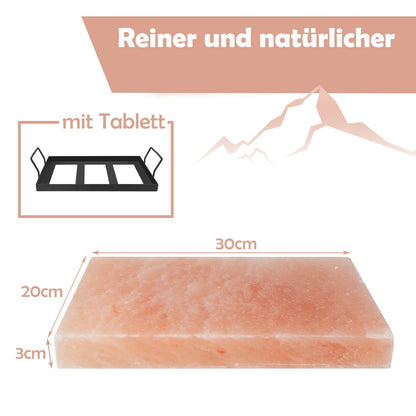 Jopassy 2-Pack XXL Salt Block for Grilling, 20x30x3cm Salt Grill Stones with Iron Plate, Reusable Salt Grill Stone, Original Crystal Salt, Salt Plate for BBQ.