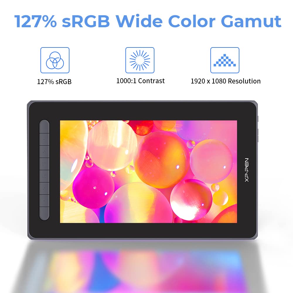 XP-PEN Artist 12 2nd generation graphics tablet with 11.9-inch display, 127% sRGB color space, X3 Smart Chip, and battery-free pen for illustration and image editing (Black)