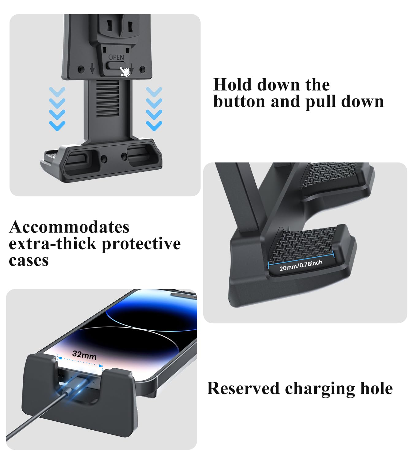 OHLPRO Tablet Holder for Car with High Performance Drill Base, Truck Tablet Holder 360° Rotatable Clamp Compatible with 5-13 inch iPad, Pro, Mini, Samsung Tab, Sturdy iPad Holder, Black