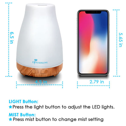 300ml diffuser remote control essential oil diffuser ultrasonic humidifier with 7 color LED, timer setting, auto-off