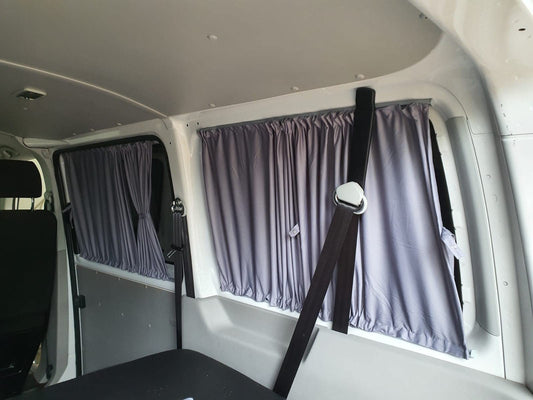 BREMER SEAT COVERS custom made curtains curtains sun protection compatible with VW T5 T6 T6.1 Transporter Caravelle long wheelbase with tailgate in grey camping accessories motorhome accessories camper curtain set 718