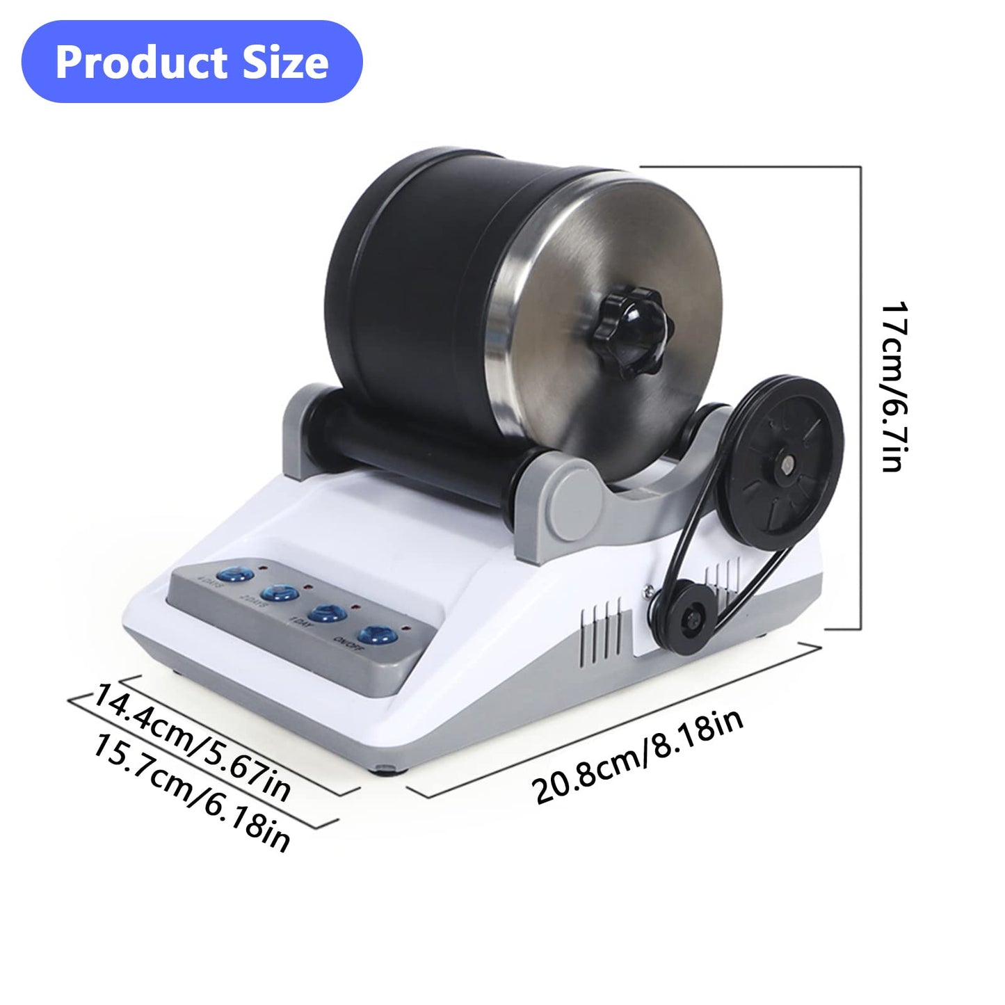Rock Tumbler Kit, Professional Stone Polishing Drum Set Rock Polisher for Kids and Adults 7 Day Timing Function 4 Types of Polishing Powder