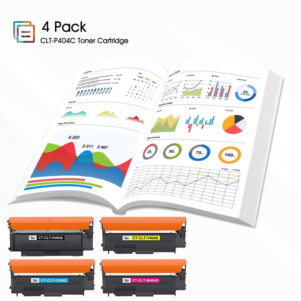 4-pack CLT-P404C P404C CLT K404S multipack toner for Samsung C480W Xpress SL C480FW C430W C48X C480 C430 C480FN CLT-K404S CLT-Y404S CLT-C404S CLT-M404S C43X Series (Black Cyan Yellow Magenta)