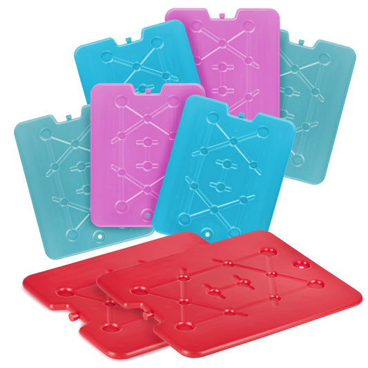 BigDean 8-piece set of XXL reusable ice packs, each 750ml in size - perfect for coolers and ice chests - 32 x 25.5 x 1.5 cm - Freezeboards cooling elements - extra flat and thin.