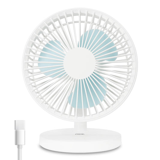 ADE fan very quiet | USB desk fan 3 speeds | battery up to 7.5 h runtime | 2,000 mAh | 90° tilt angle | lightweight and flexible | white