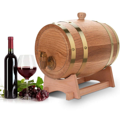 Greensen Oak Barrel 3L Wooden Barrel Wine Barrel Personalized Design Wood Whisky Barrel Liqueur Liquor Barrel for Home, Bar, Party, and Banquet, Birthday Gift