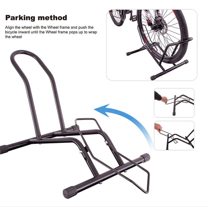 MEGHNA Bicycle Stand Professional Floor Free-standing Stand Adjustable Bike Parking Stand for all bikes 16''-29'' Mountain Bike Road Bike MTB Black